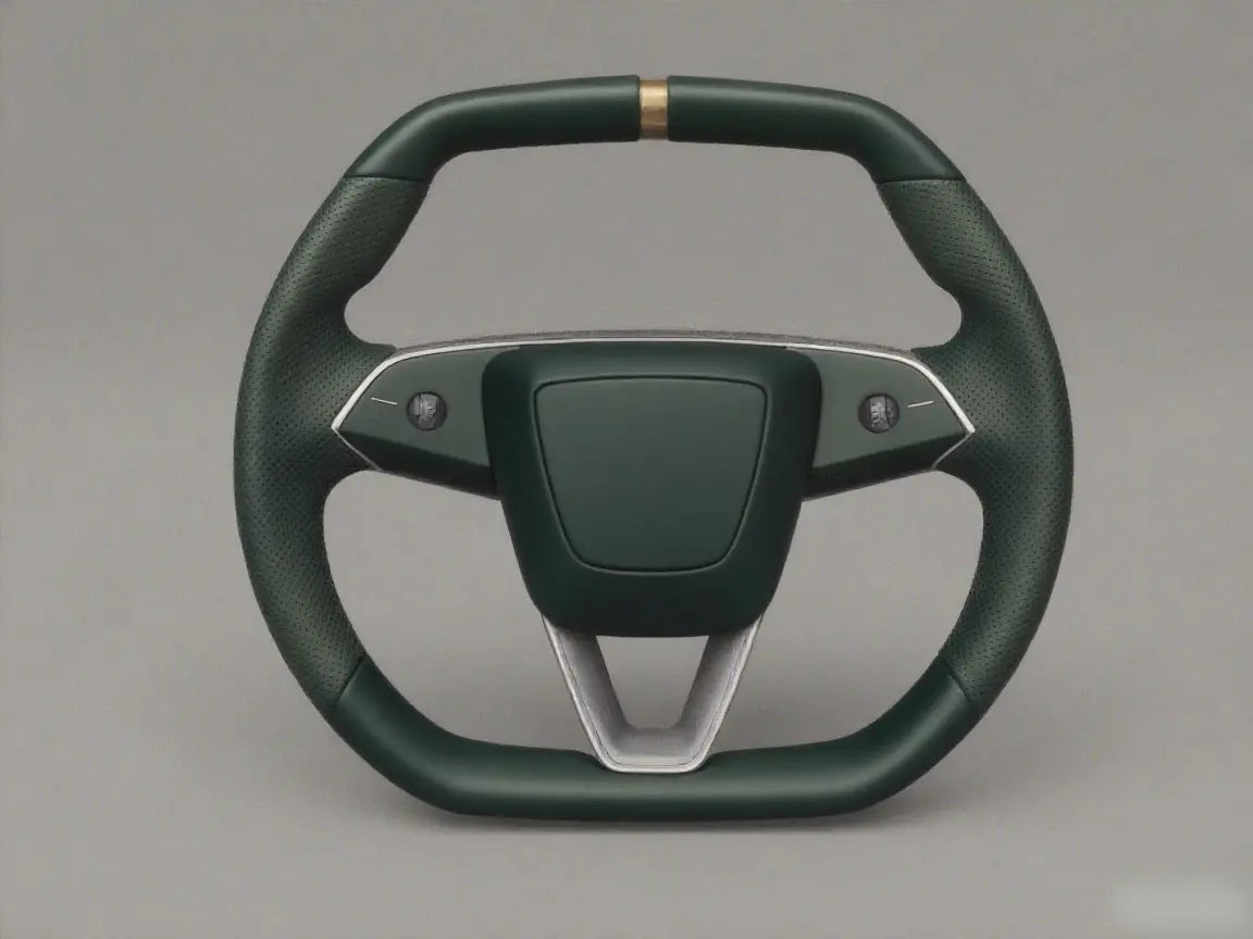 The-EV-World-s-Shock-Tesla-Forest-Green-Old-Money-Steering-Wheel Axeco