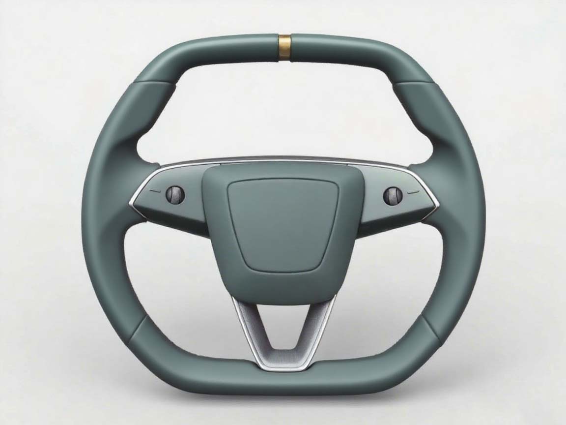 The calm and elegant dark green Tesla steering wheel in dark green fashion. - Axeco