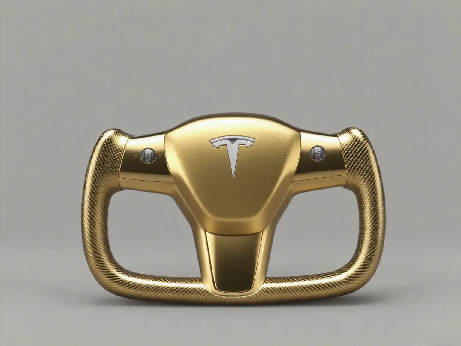 Top-notch-Grandeur-Tesla-Yoke-Steering-Wheel-with-Luxurious-Gold-Carbon-Pattern Axeco