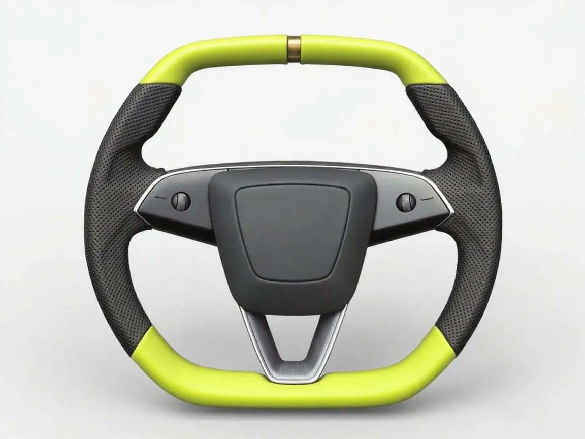 Trendy-Rhythm-Tesla-Steering-Wheel-with-Black-yellow-Splendor Axeco