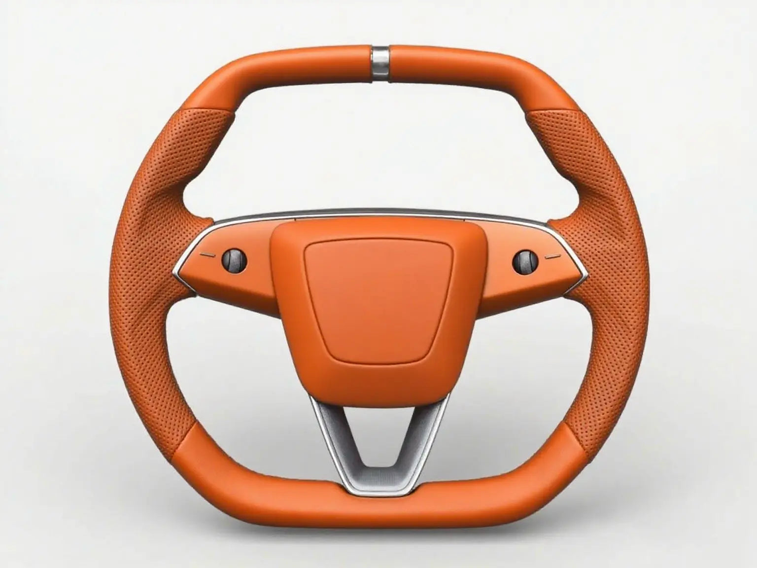 Vibrant-Orange-Perforated-Leather-Tesla-Steering-Wheel-Super-Enhancer Axeco