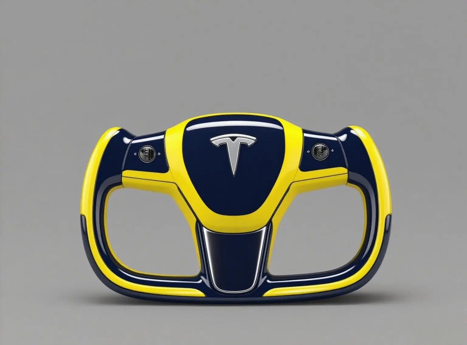 Vibrant-Yellow-Navy-Tesla-Steering-Wheel-Unleashing-Bold-Dynamic-Energy Axeco