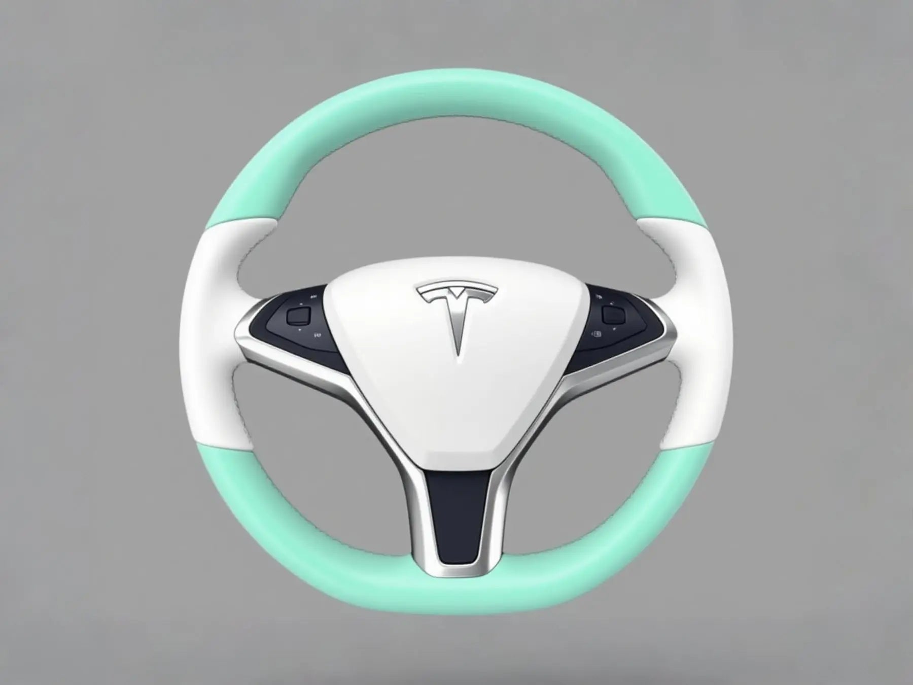 White and light green Tesla Model S steering wheel, brand new two-tone design! - Axeco