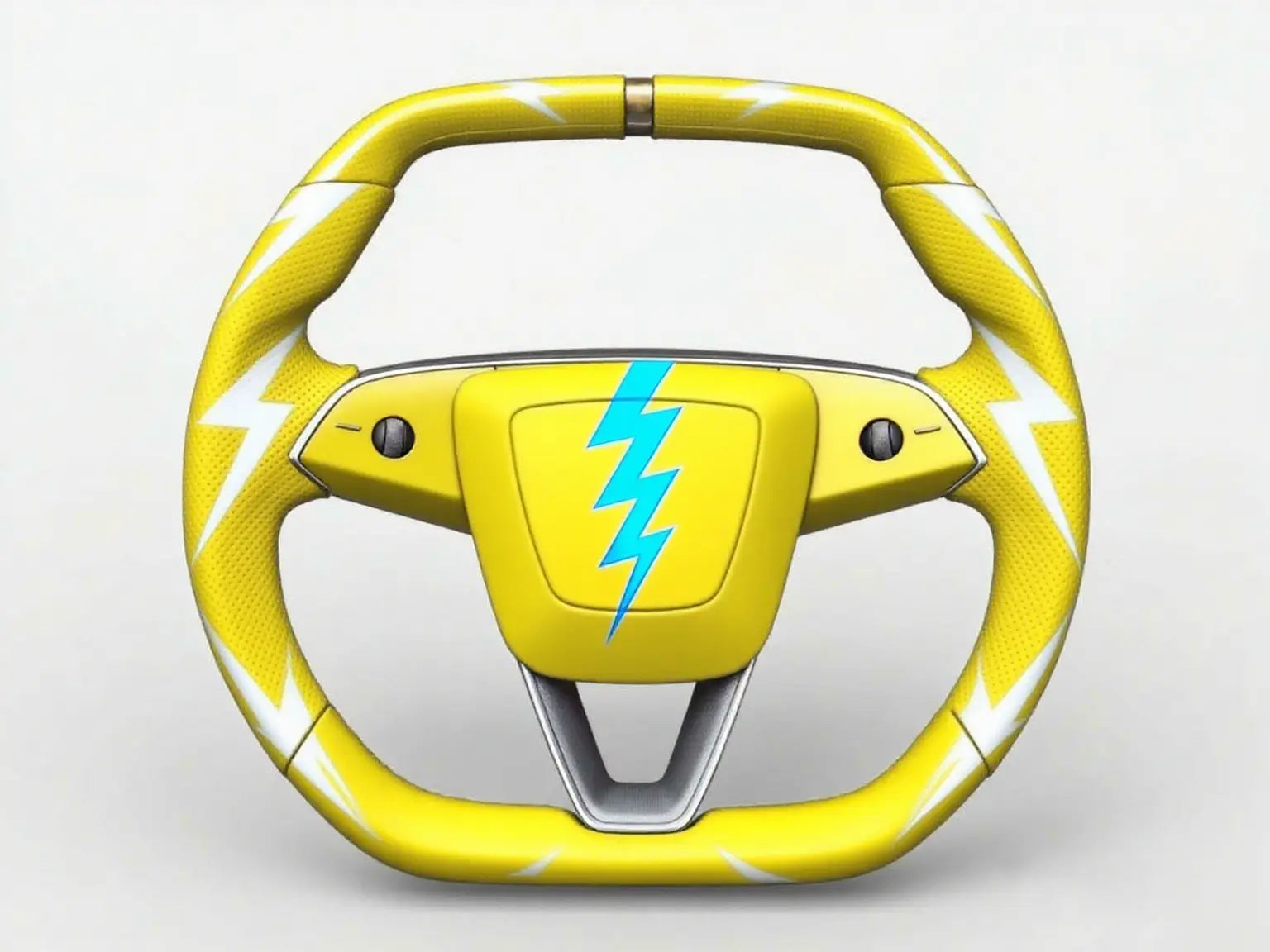 Yellow-Based-Lightning-Pattern-Leather-Tesla-Steering-Wheel-Track-Master Axeco
