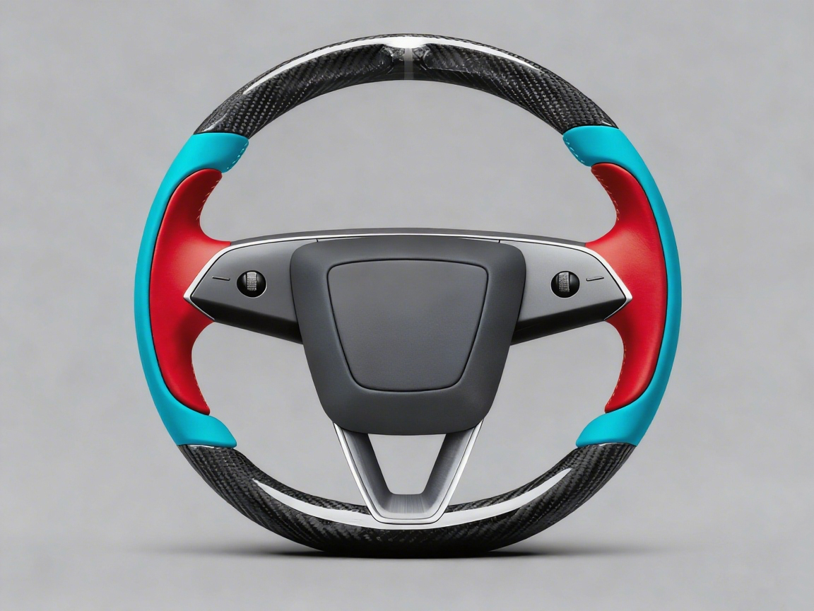 Bright red and light blue-green Carbon Fiber Tesla Model Y Juniper Steering Wheel For Lady's -Track Master(2023.9+) Axeco