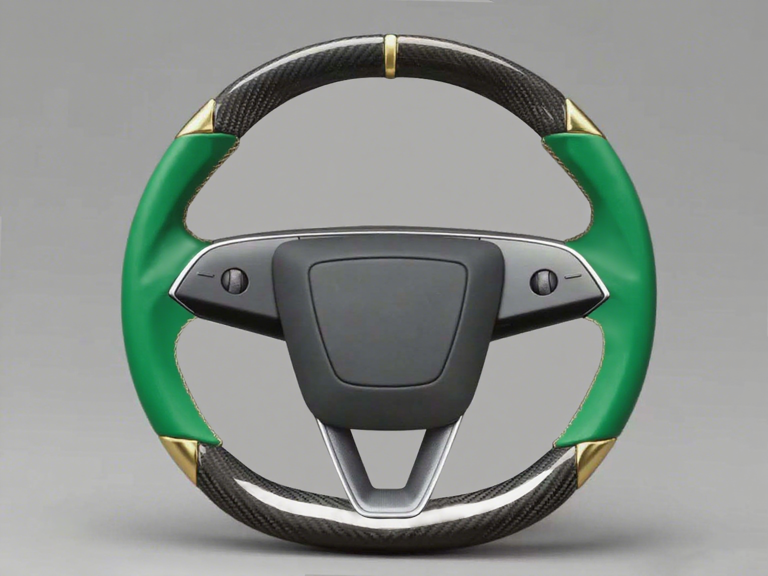 Blue-Golden Carbon Fiber Tesla Model 3 Highland Custom Steering Wheel -DYNA(2023.9) Axeco