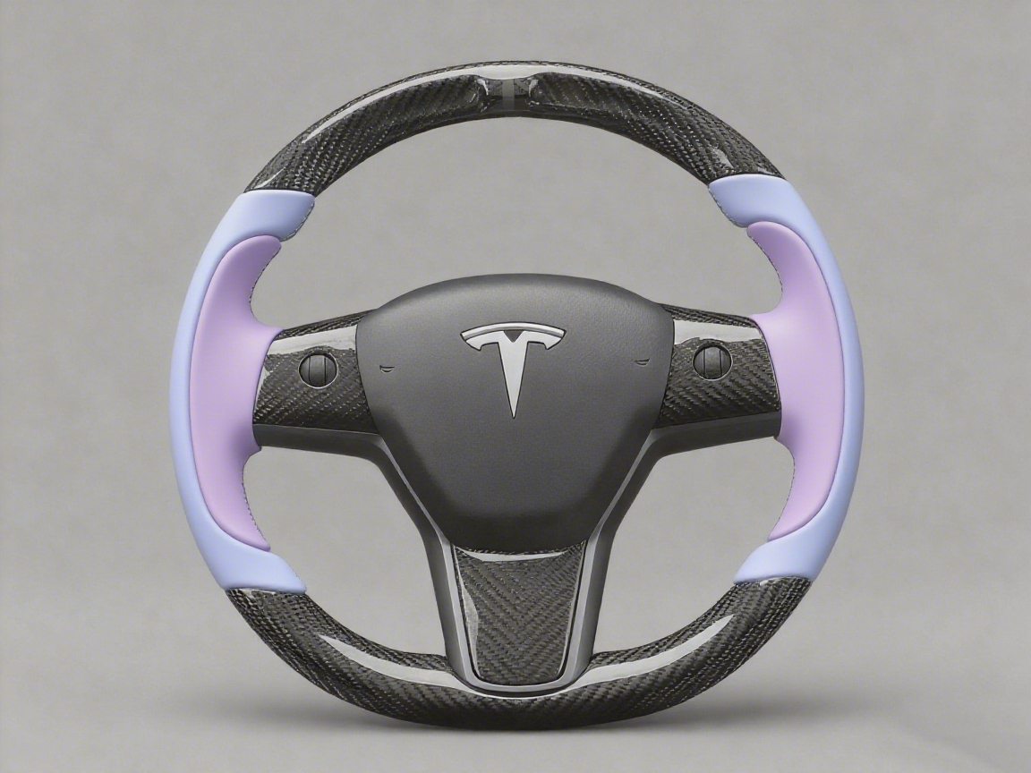 Light purple and light blue Carbon Fiber Tesla model 3 Steering Wheel -Track Master(2023.9+) Axeco