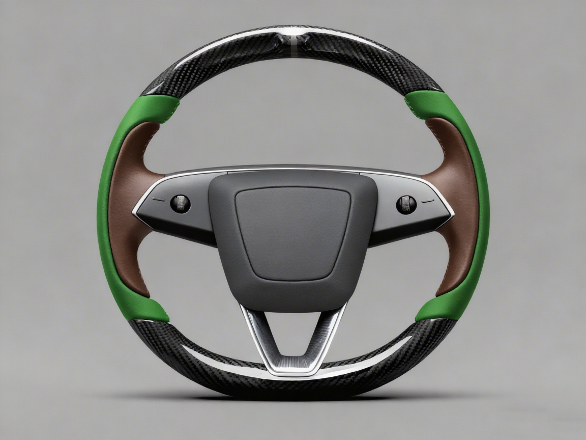 Brownish and emerald green Carbon Fiber Tesla Model Y Juniper Steering Wheel For Lady's -Track Master(2023.9+) Axeco