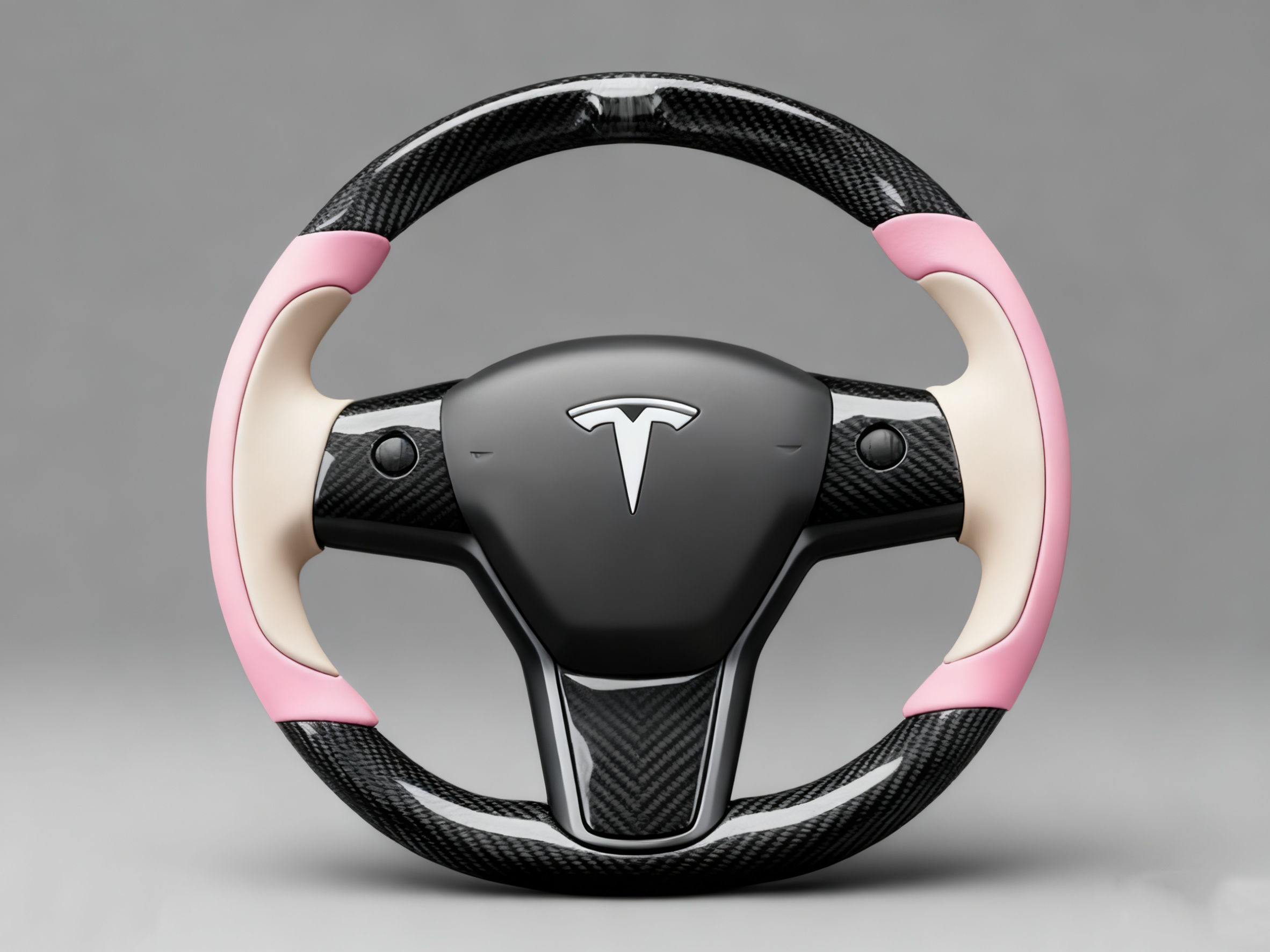 Soft pink and warm brown Carbon Fiber Tesla model 3 Steering Wheel -Track Master(2023.9+) Axeco