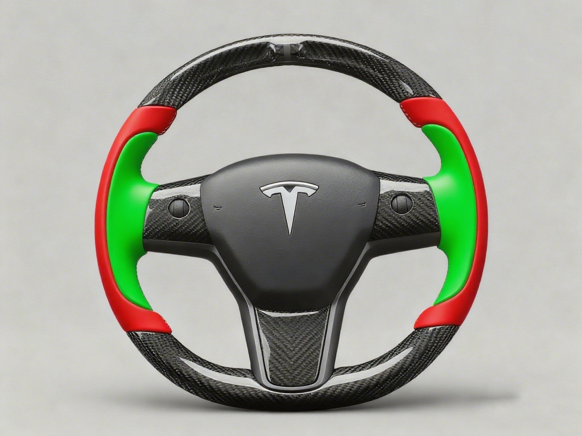 Bright red and emerald green Carbon Fiber Tesla model 3 Steering Wheel -Track Master(2023.9+) Axeco