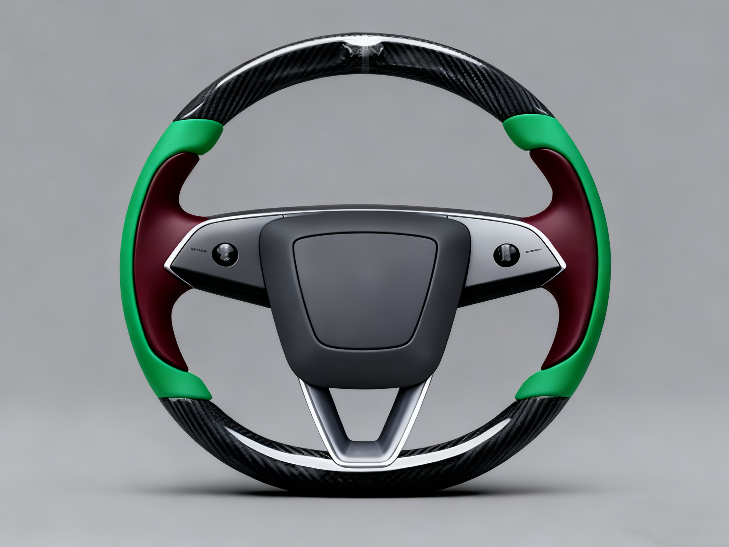 Emerald green and wine red Carbon Fiber Tesla model 3 highland Steering Wheel -Track Master(2023.9+) Axeco