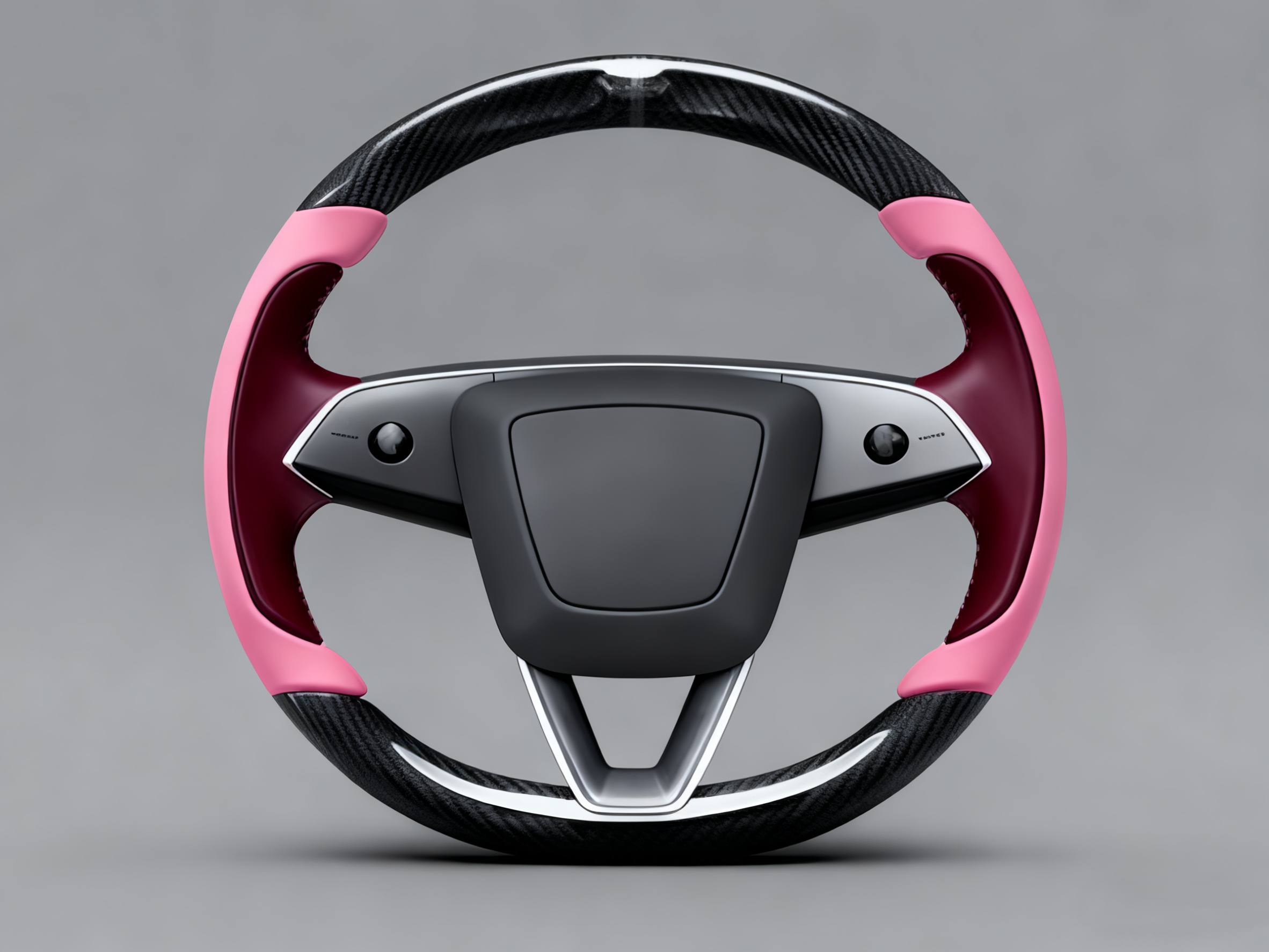 Soft pink and wine red Carbon Fiber Tesla Model Y Juniper Steering Wheel For Lady's -Track Master(2023.9+) Axeco