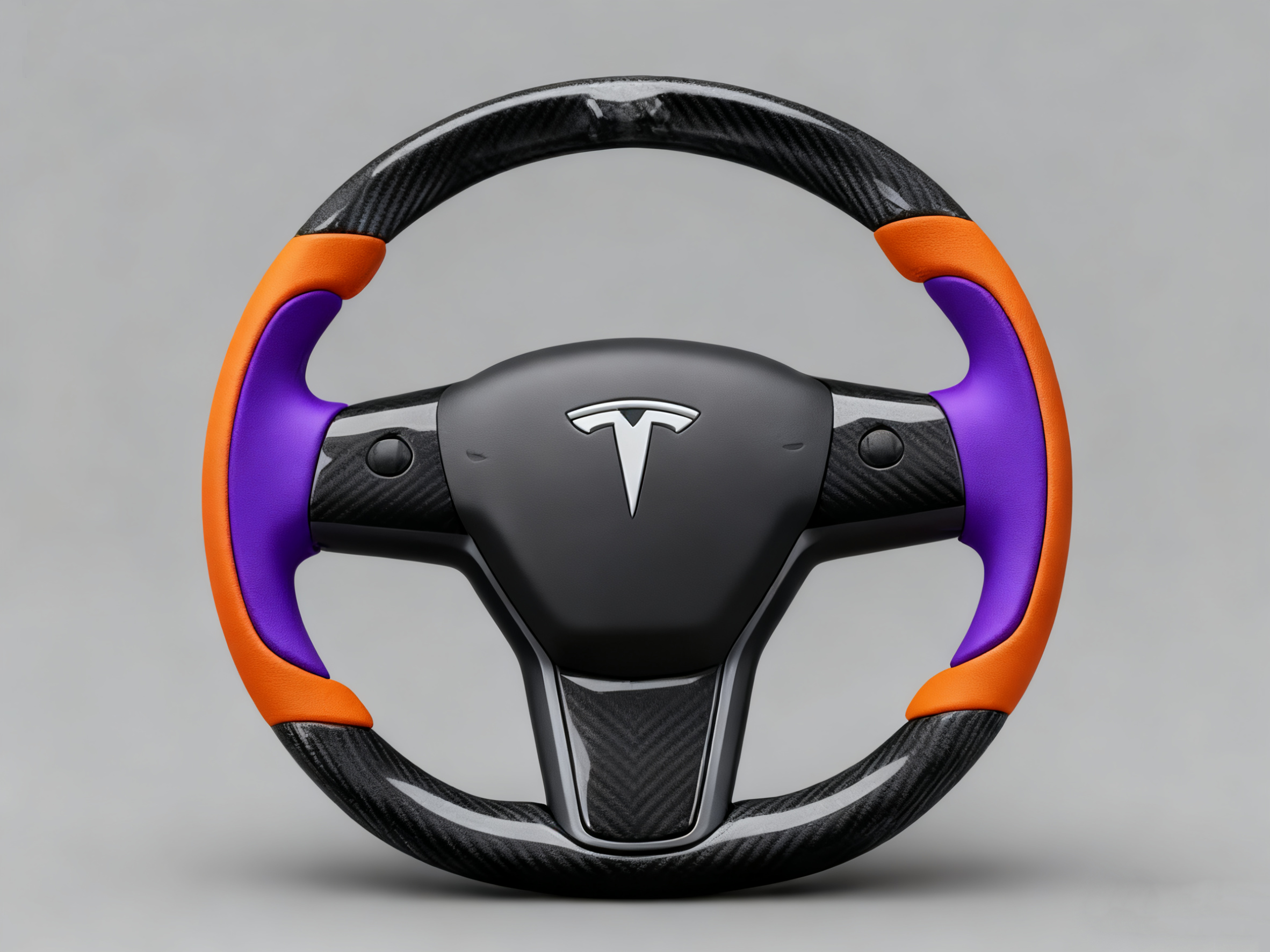 Bright orange and deep purple Carbon Fiber Tesla model 3 Steering Wheel -Track Master(2023.9+) Axeco