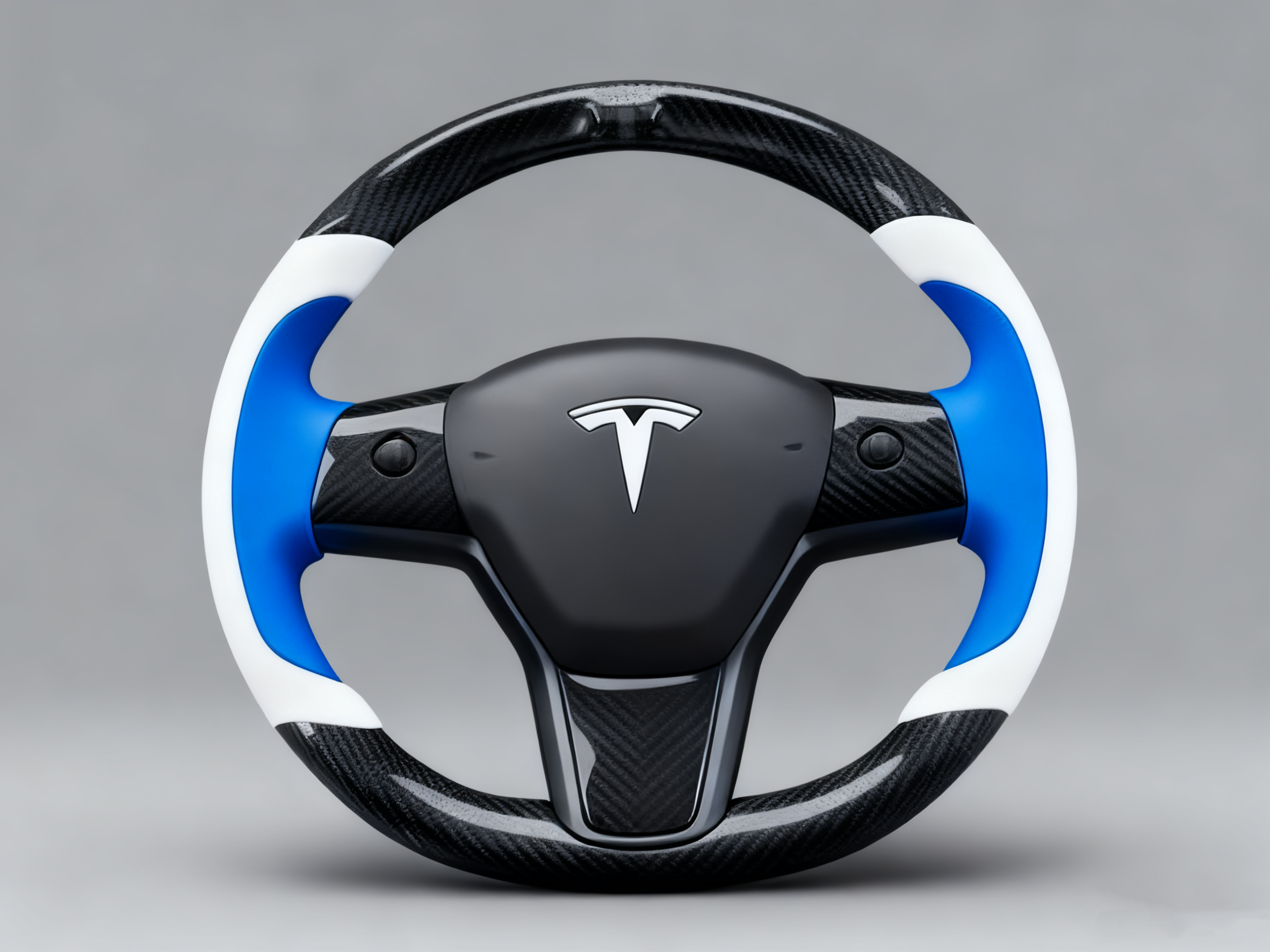 Bright blue and pure white Carbon Fiber Tesla model 3 Steering Wheel -Track Master(2023.9+) Axeco