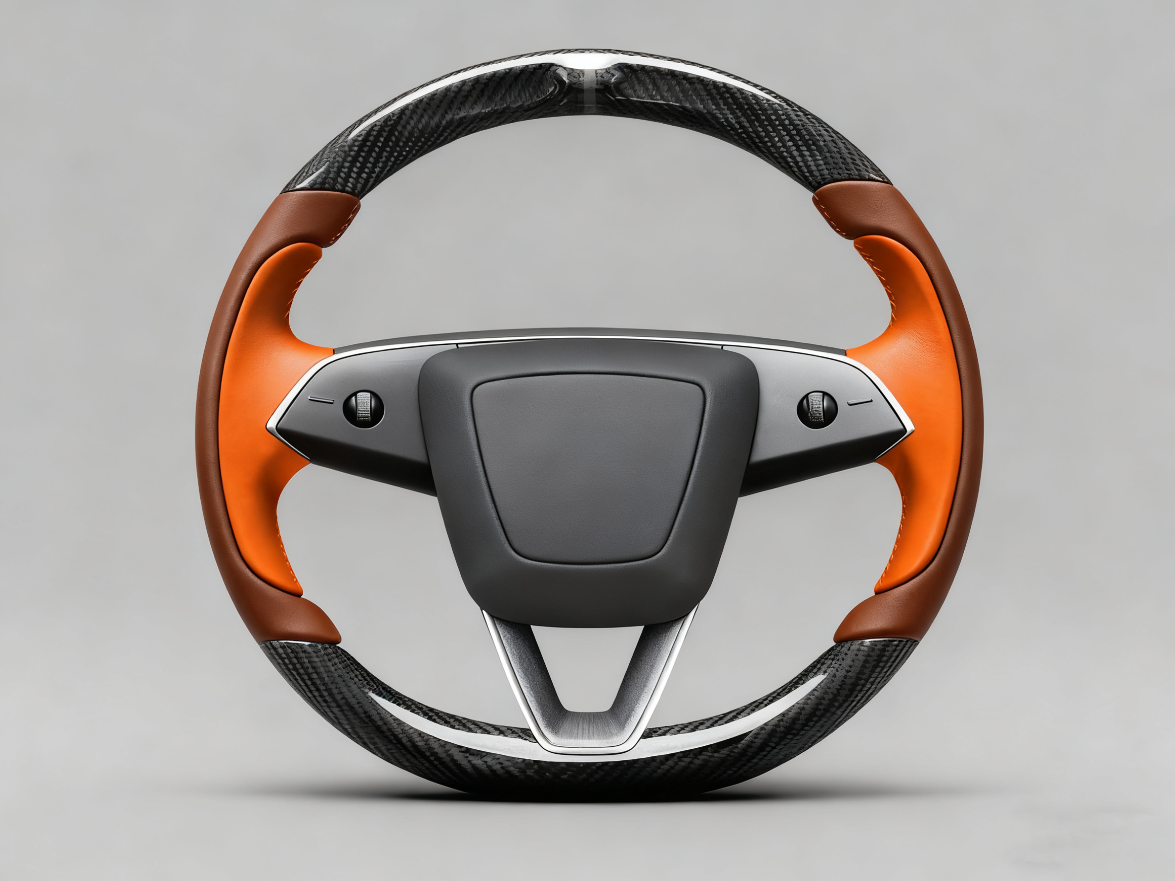 Brownish and bright orange Carbon Fiber Tesla Model Y Juniper Steering Wheel For Lady's -Track Master(2023.9+) Axeco