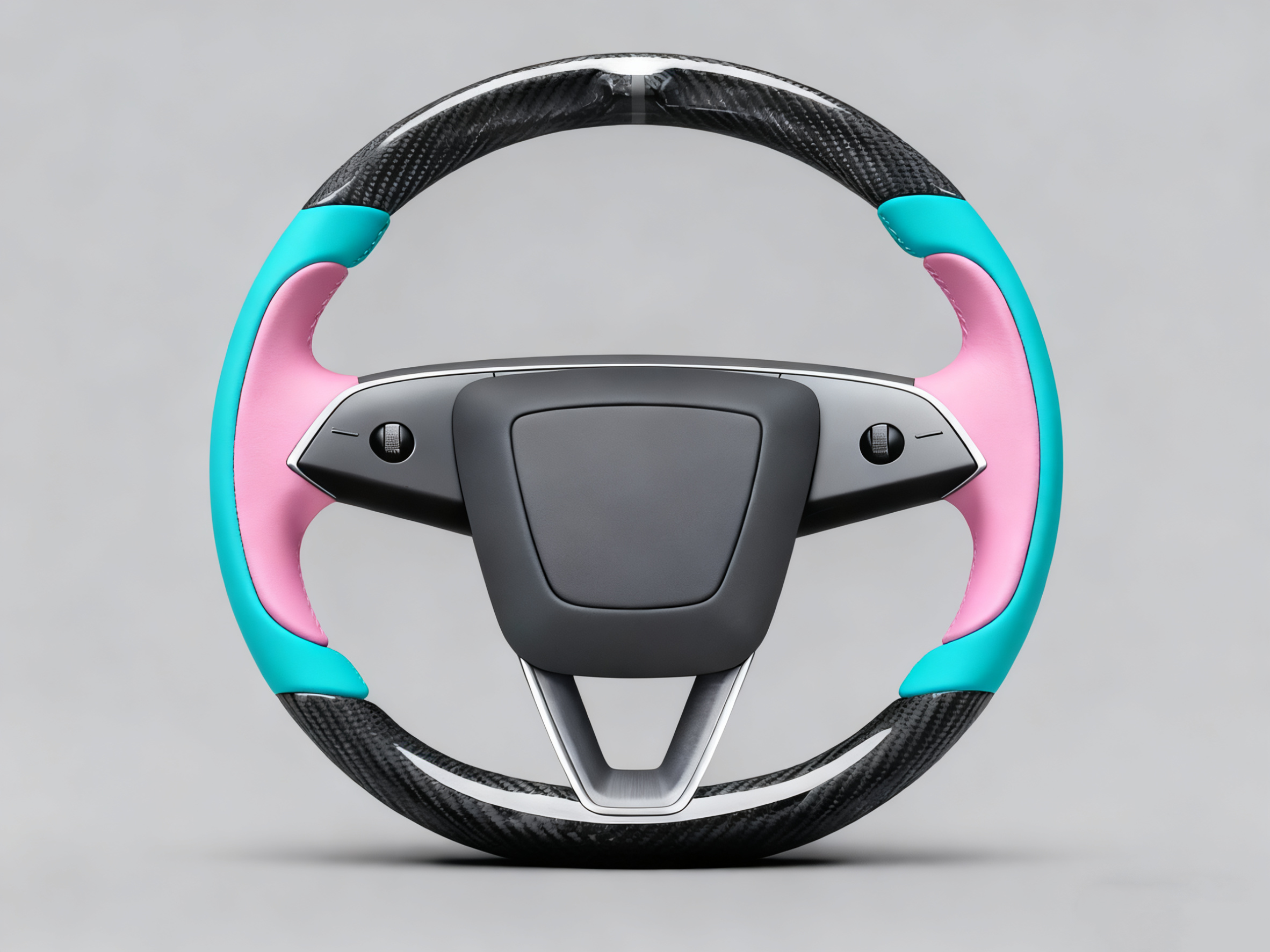 Lake blue and soft pink Carbon Fiber Tesla model 3 highland Steering Wheel -Track Master(2023.9+) Axeco