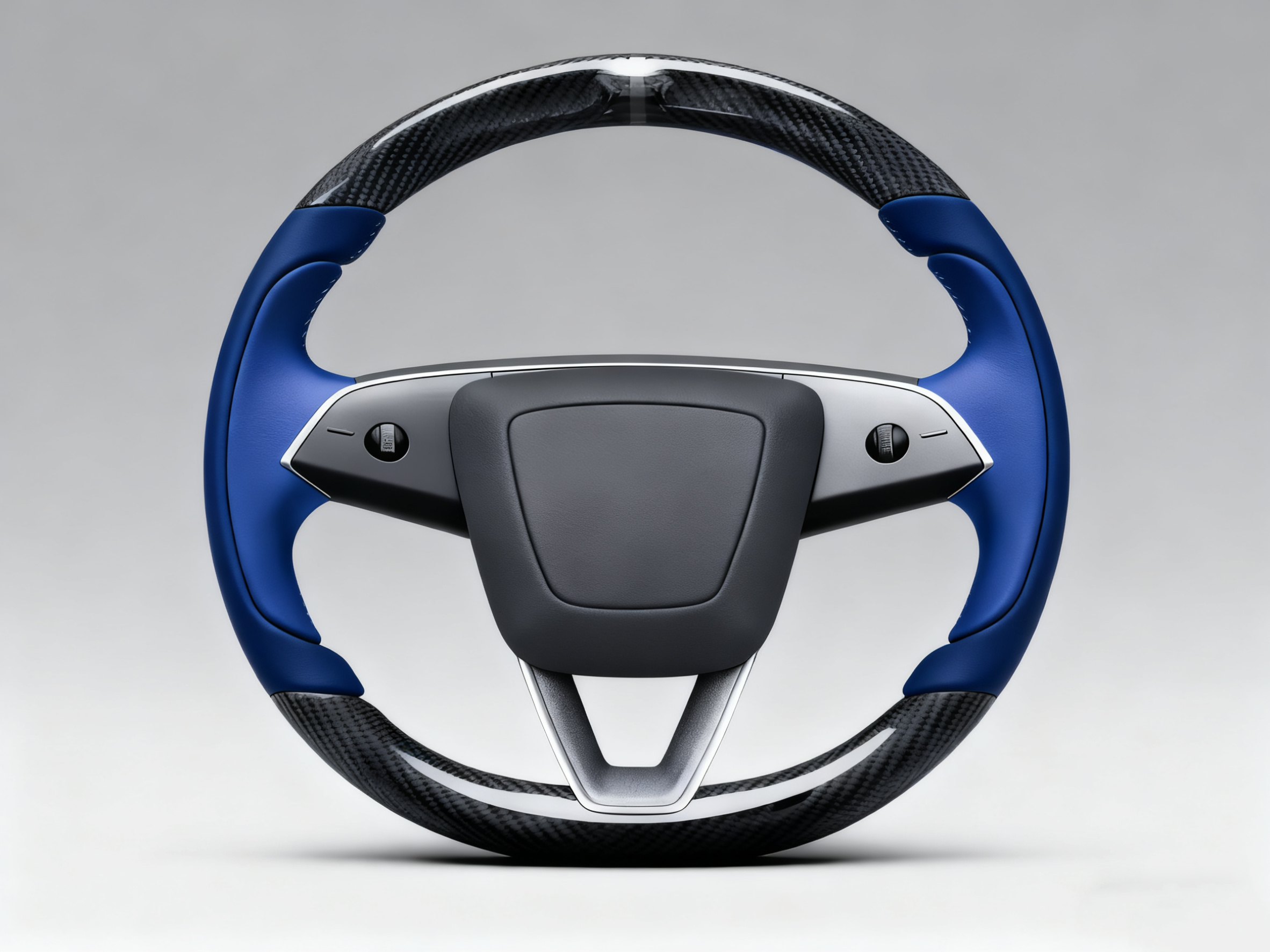 Bright blue and black Carbon Fiber Tesla model 3 highland Steering Wheel -Track Master(2023.9+) Axeco