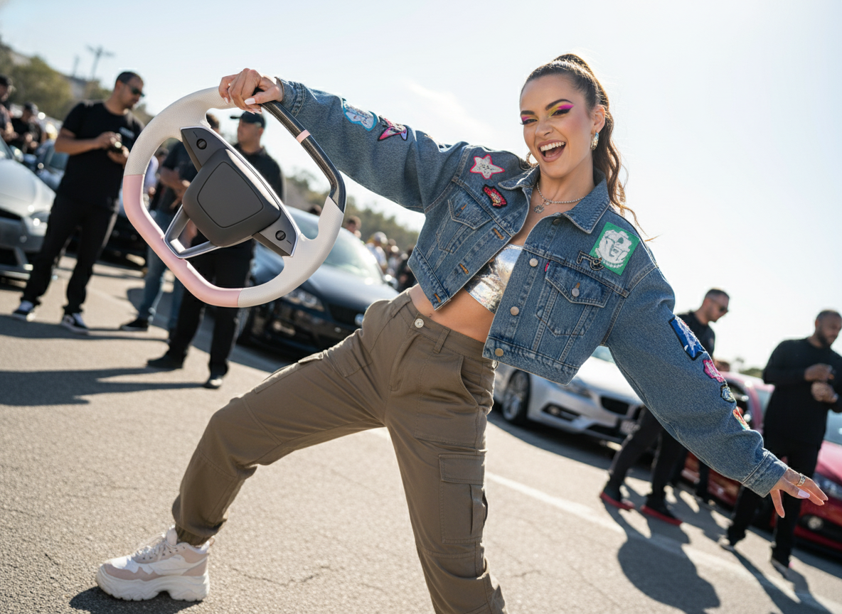 White and pink Leather Carbon Fiber Customize Tesla model 3 highland Steering Wheel - Super Enhancer(2023.9+) Axeco