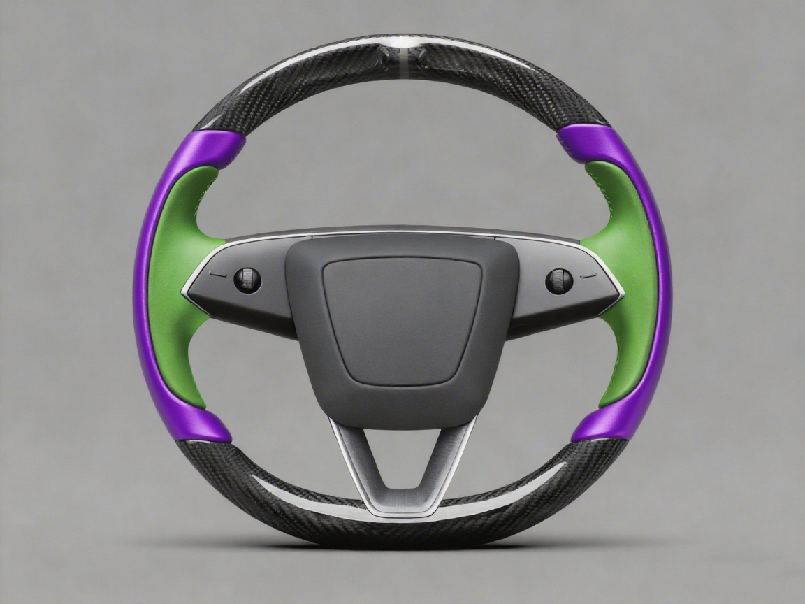 Deep purple and emerald green Carbon Fiber Tesla Model Y Juniper Steering Wheel For Lady's -Track Master(2023.9+) Axeco