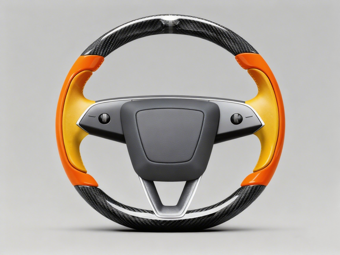 Bright orange and bright yellow Carbon Fiber Tesla model 3 highland Steering Wheel -Track Master(2023.9+) Axeco