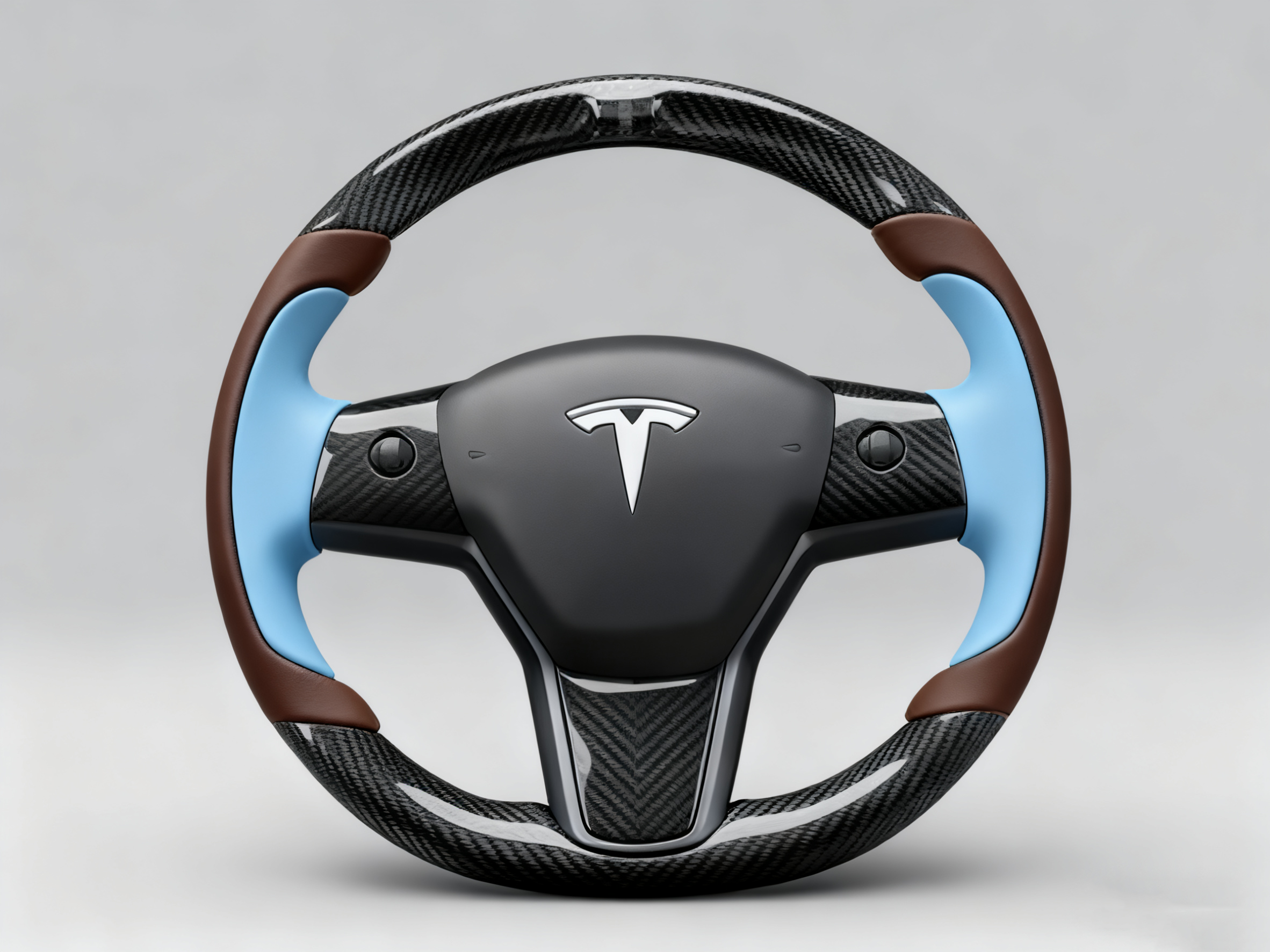 Brownish and light blue Carbon Fiber Tesla Model Y Steering Wheel-Track Master(2020-2024) Axeco