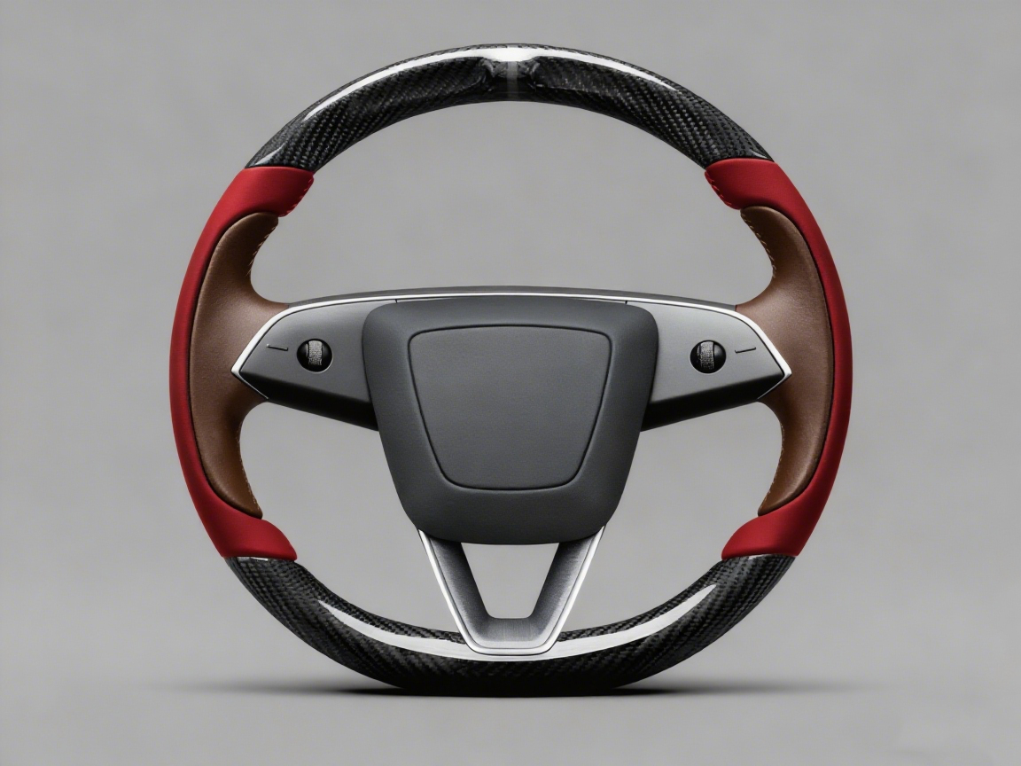 Bright red and brownish Carbon Fiber Tesla Model Y Juniper Steering Wheel For Lady's -Track Master(2023.9+) Axeco