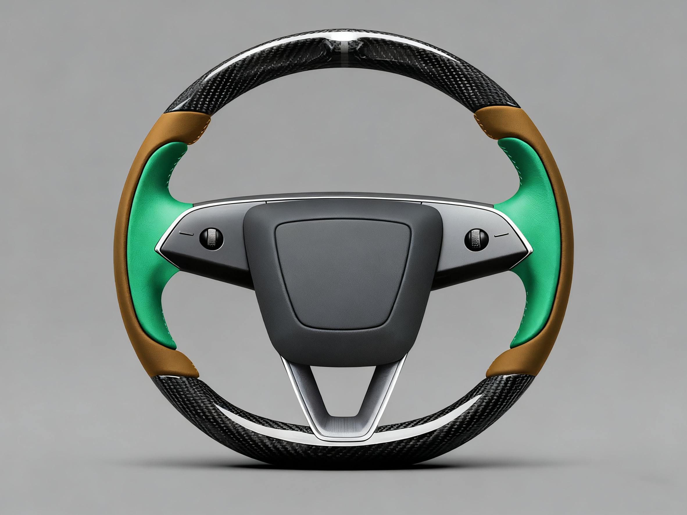 Brown and green Carbon Fiber Tesla model 3 highland Steering Wheel -Track Master(2023.9+) Axeco