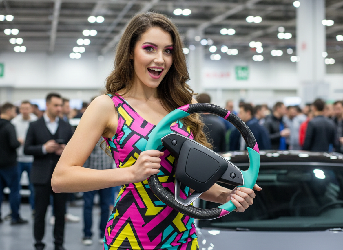 Light blue and pink Carbon Fiber Tesla Model 3 Highland Custom Steering Wheel -DYNA(2023.9) Axeco