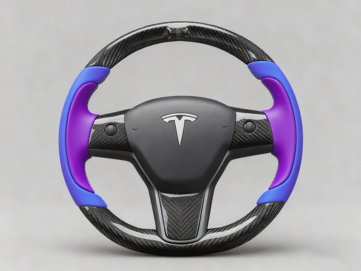Bright blue and deep purple Carbon Fiber Tesla Model Y Steering Wheel-Track Master(2020-2024) Axeco