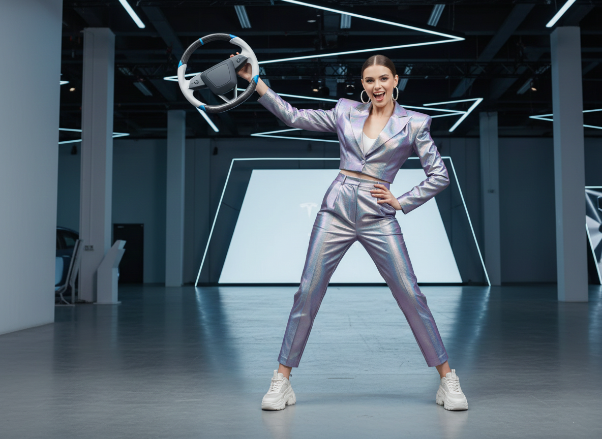 White and blue Carbon Fiber Tesla Model 3 Highland Custom Steering Wheel -DYNA(2023.9) Axeco