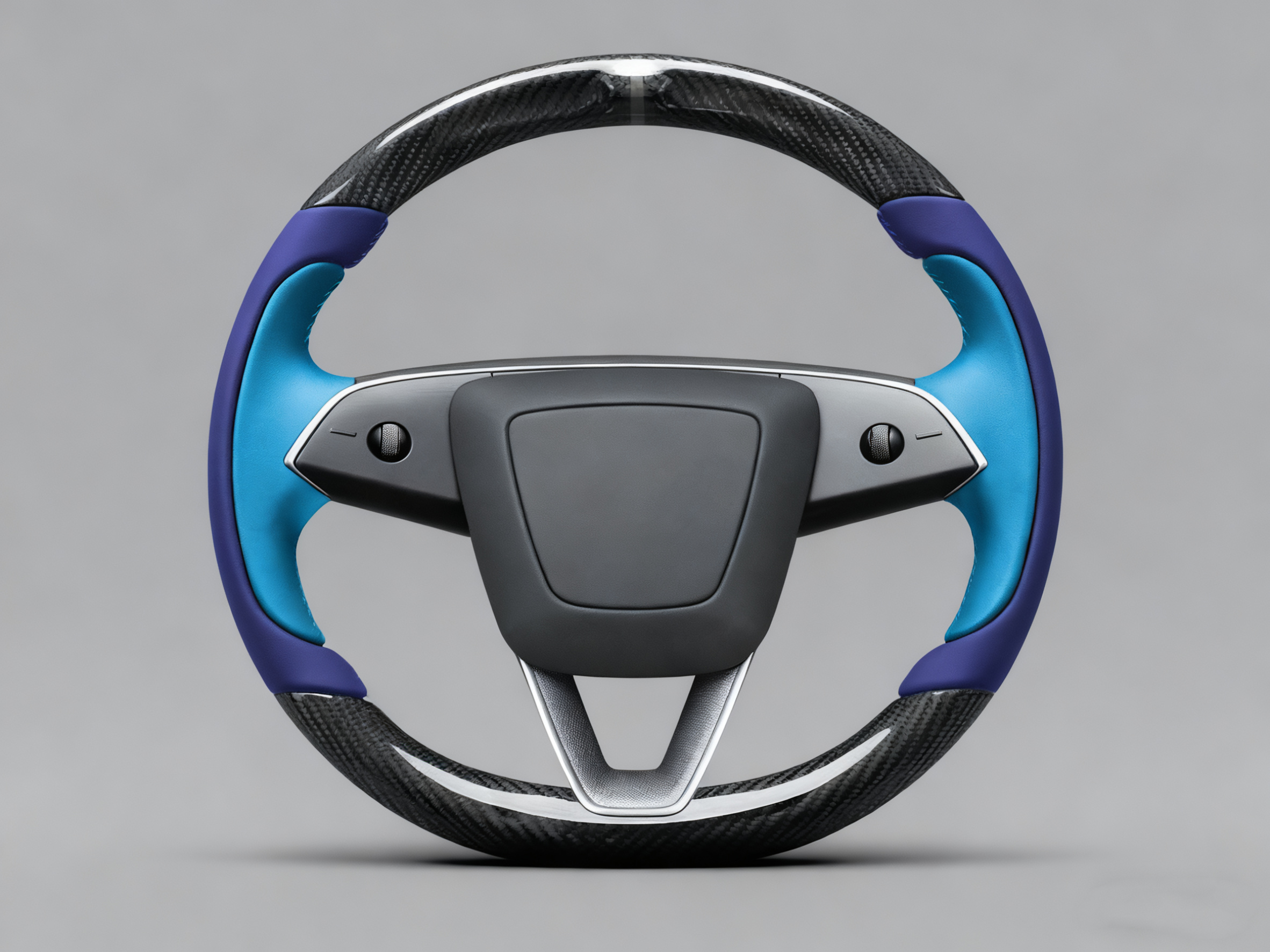 Deep sea blue and bright blue Carbon Fiber Tesla model 3 highland Steering Wheel -Track Master(2023.9+) Axeco