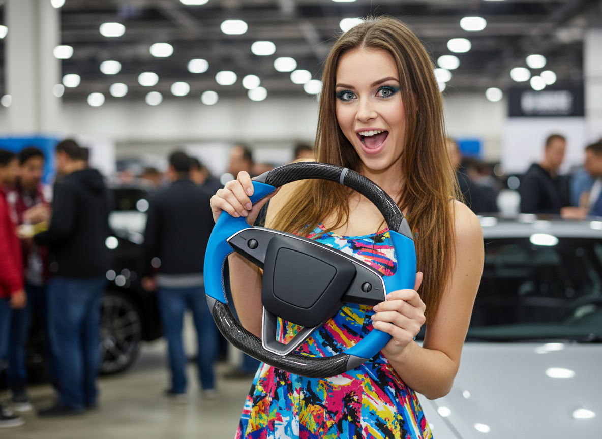 The Blue and the Gray Carbon Fiber Tesla Model 3 Highland Custom Steering Wheel -DYNA(2023.9) Axeco