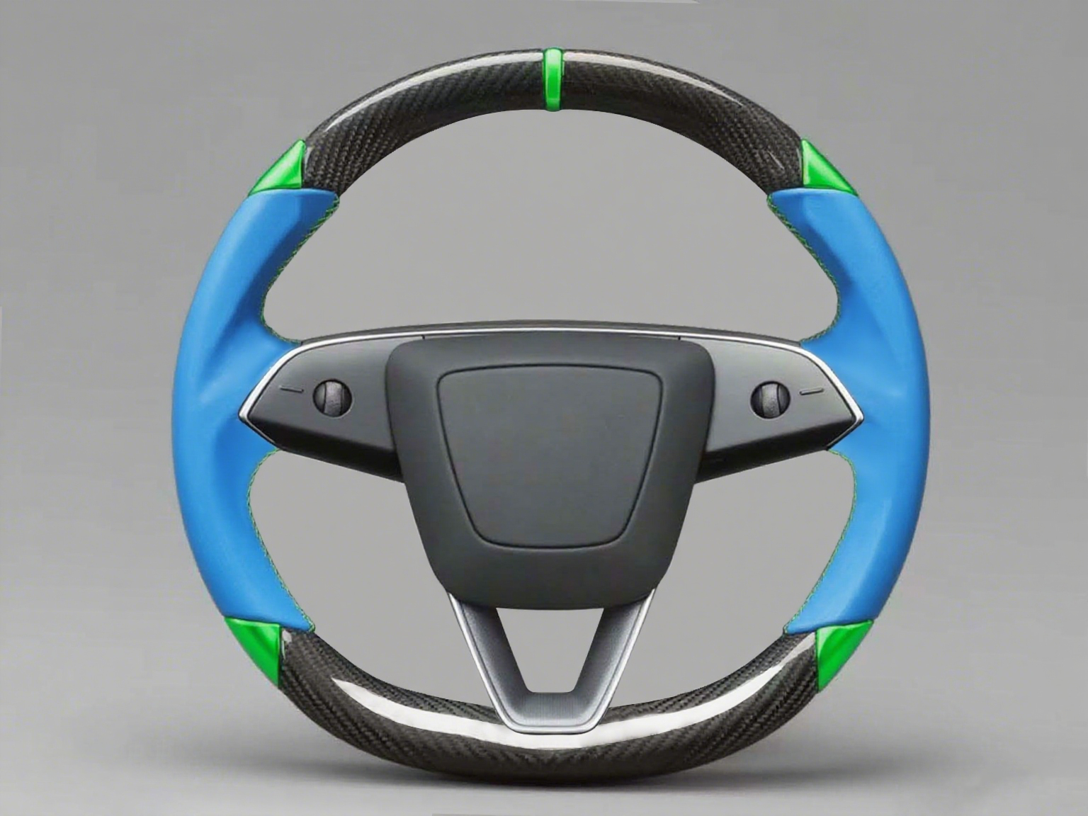 Blue and green Carbon Fiber Tesla Model 3 Highland Custom Steering Wheel -DYNA(2023.9) Axeco