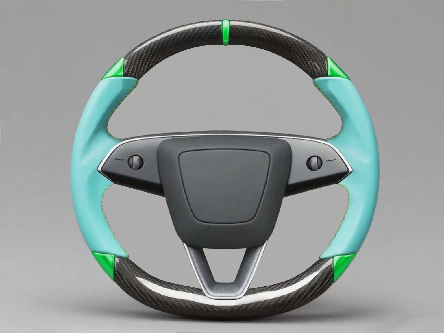 Mint green and bright green Carbon Fiber Tesla Model 3 Highland Custom Steering Wheel -DYNA(2023.9)