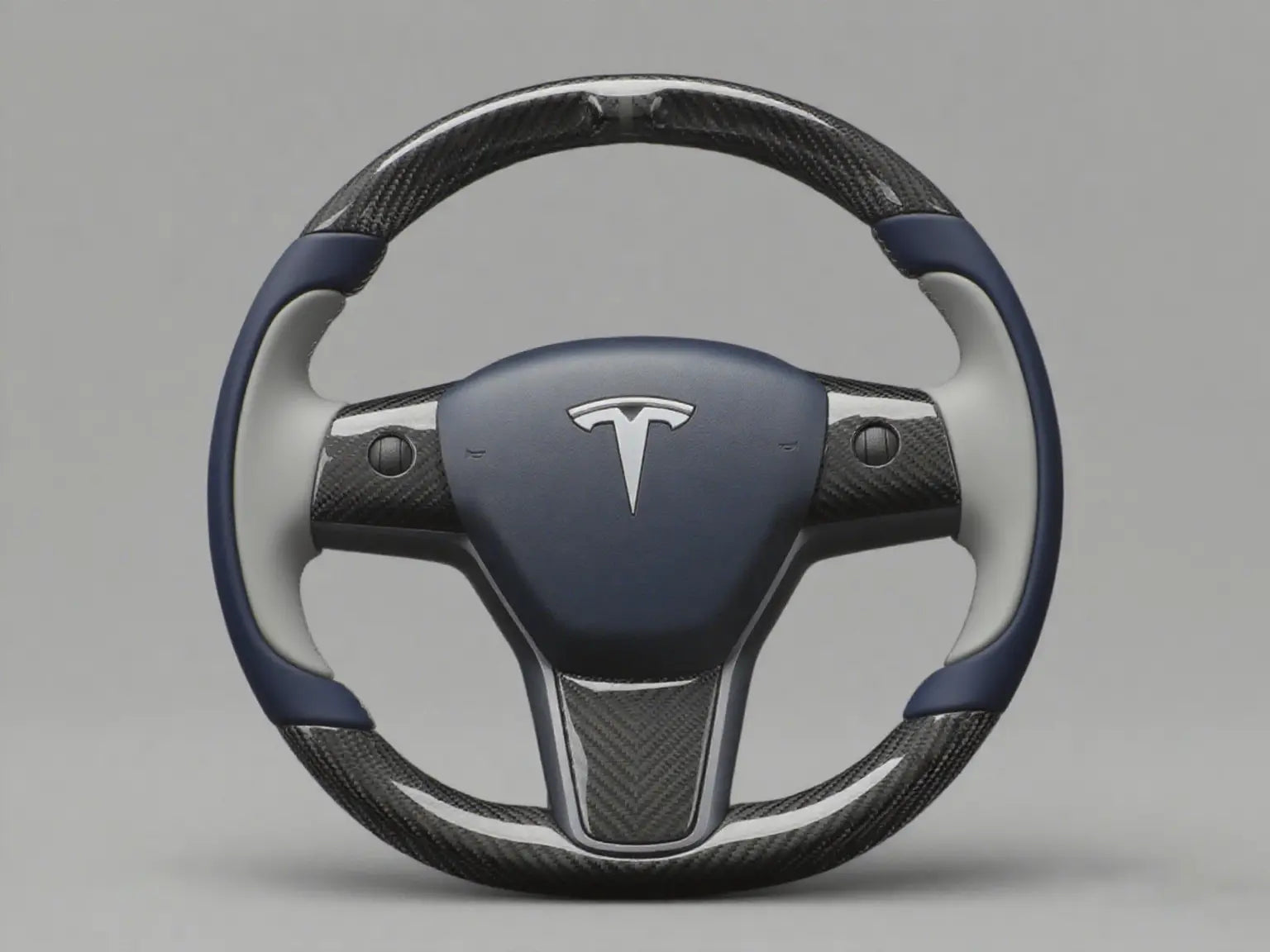 Blue-Gray Tesla Model 3 Carbon Fiber Steering Wheel-Track Master(2017-2023.8) Axeco