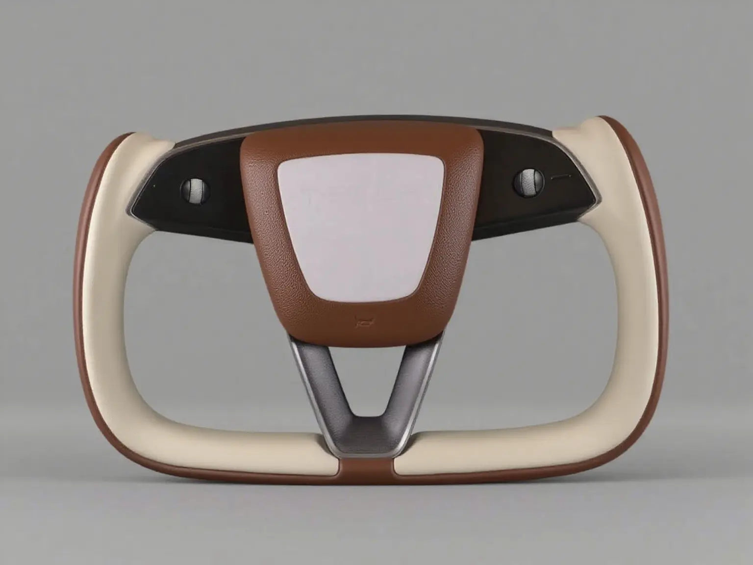 Brown and off - white Tesla Yoke model Y Juniper Steering Wheel(2025+) Axeco
