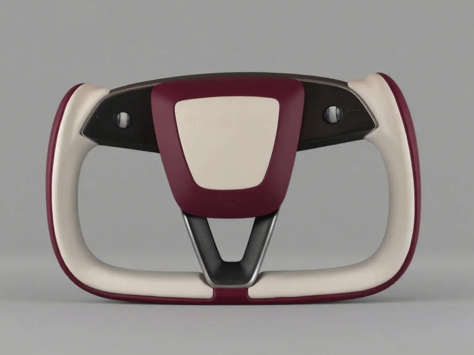 Burgundy-Off-White Tesla Yoke model Y Juniper Steering Wheel(2025+) Axeco