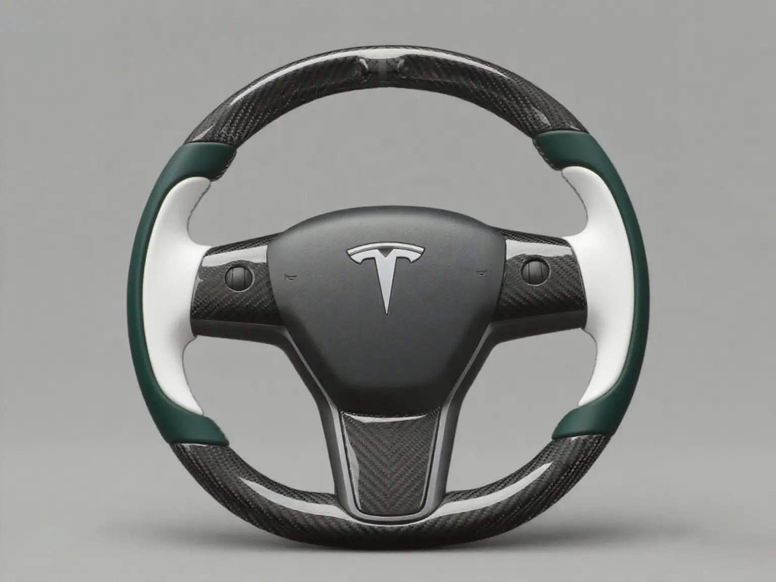 Green-White Tesla Model 3 Carbon Fiber Steering Wheel-Track Master(2017-2023.8) Axeco