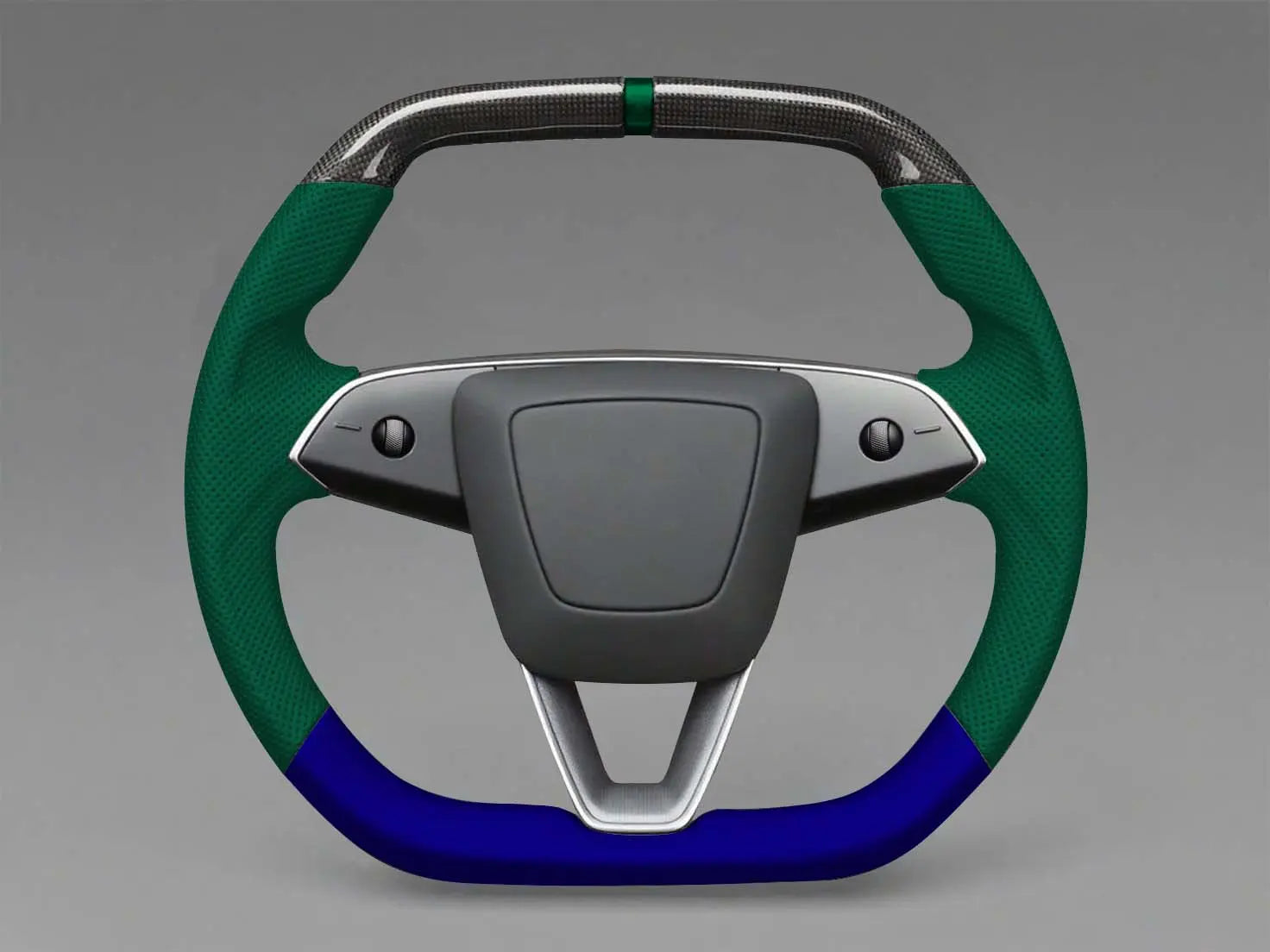 Green and blue Carbon Fiber Customize Tesla mode 3 highland Steering Wheel - Super Enhancer(2023.9+) Axeco