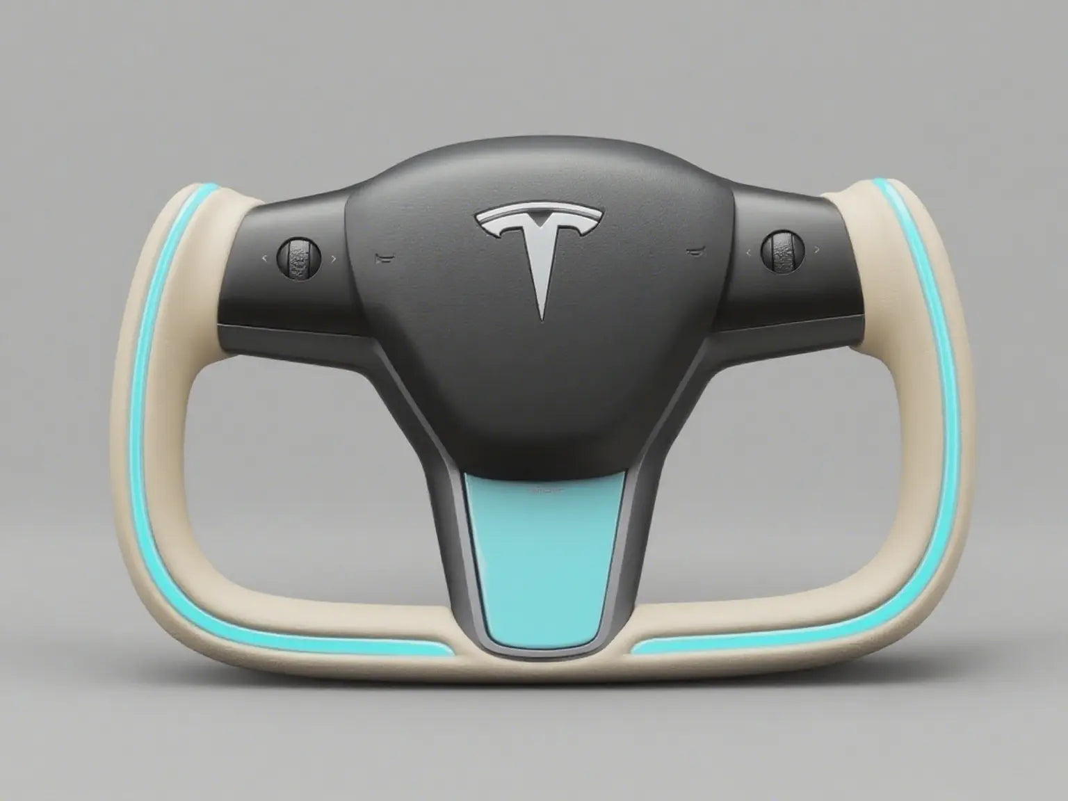 Light Blue-Deerskin Tesla Model 3 Yoke Steering Wheel Minimalist Driving (2017-2023.8) Axeco