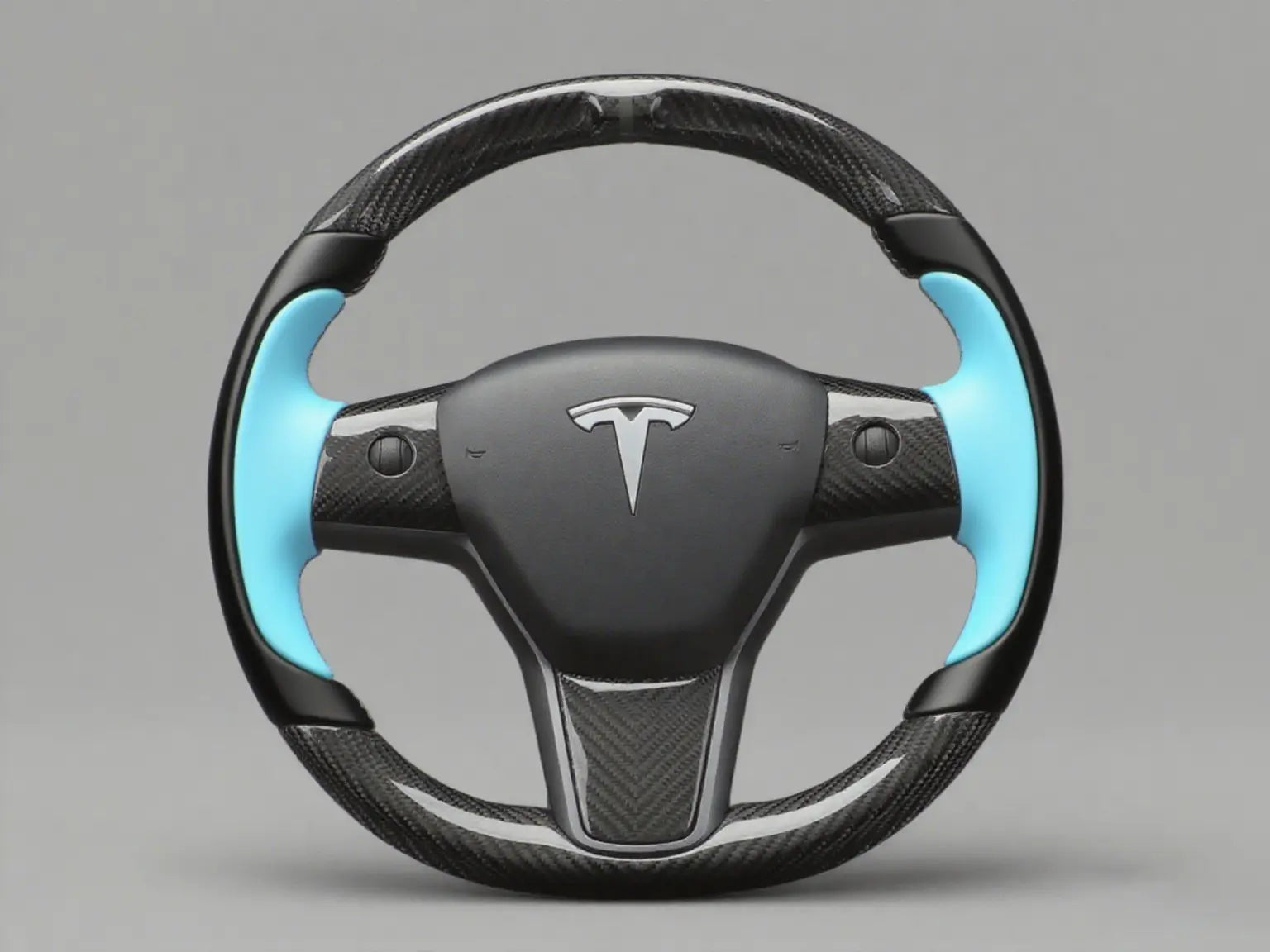 Light Blue Tesla Model 3 Carbon Fiber Steering Wheel-Track Master(2017-2023.8) Axeco