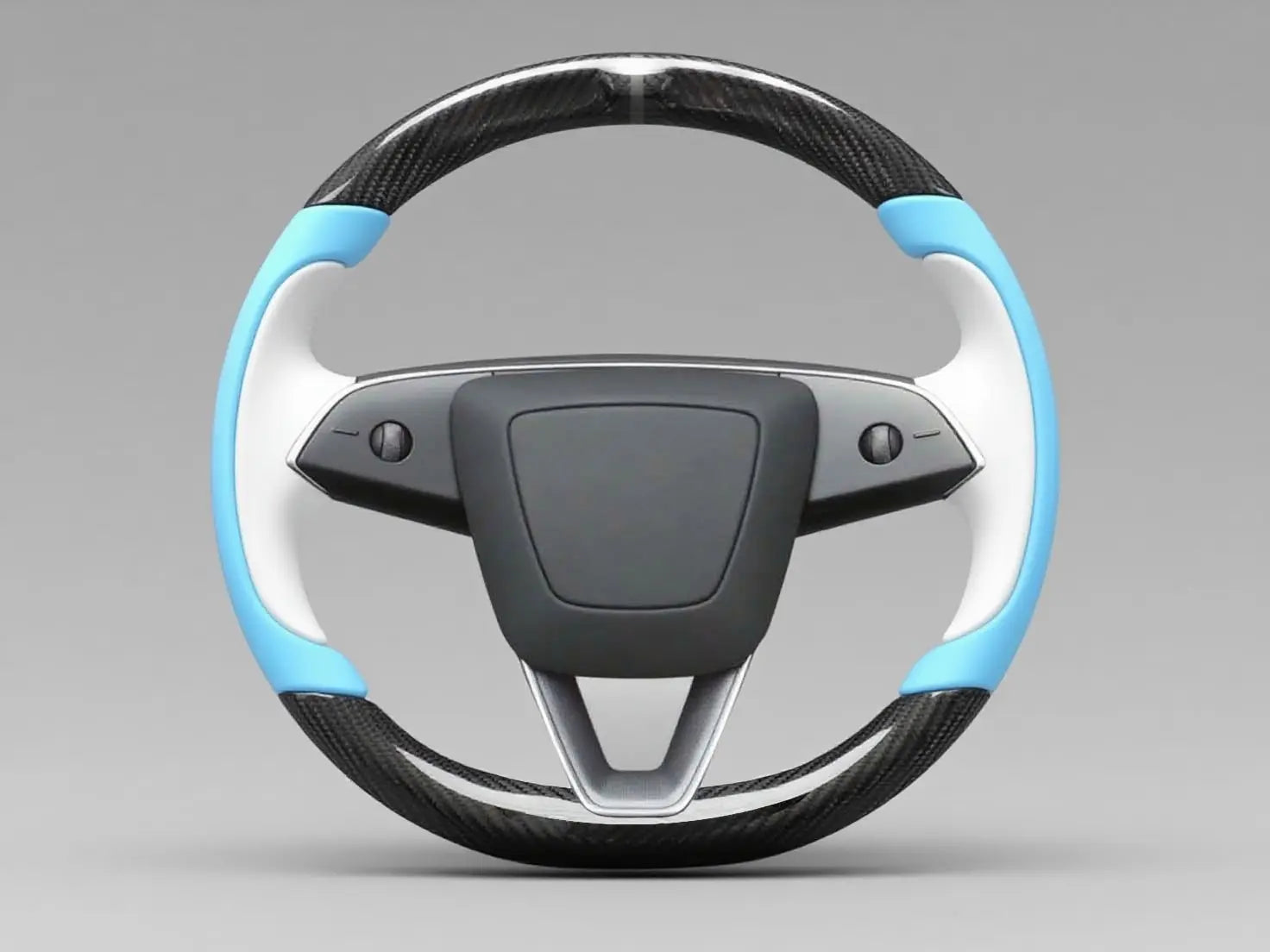 Light Blue-White Carbon Fiber Tesla model 3 highland Steering Wheel -Track Master(2023.9+) Axeco