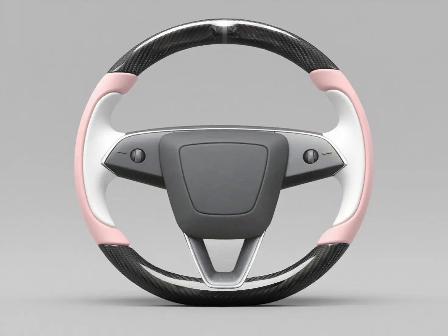 Light Pink-White Carbon Fiber Tesla model 3 highland Steering Wheel -Track Master(2023.9+) Axeco