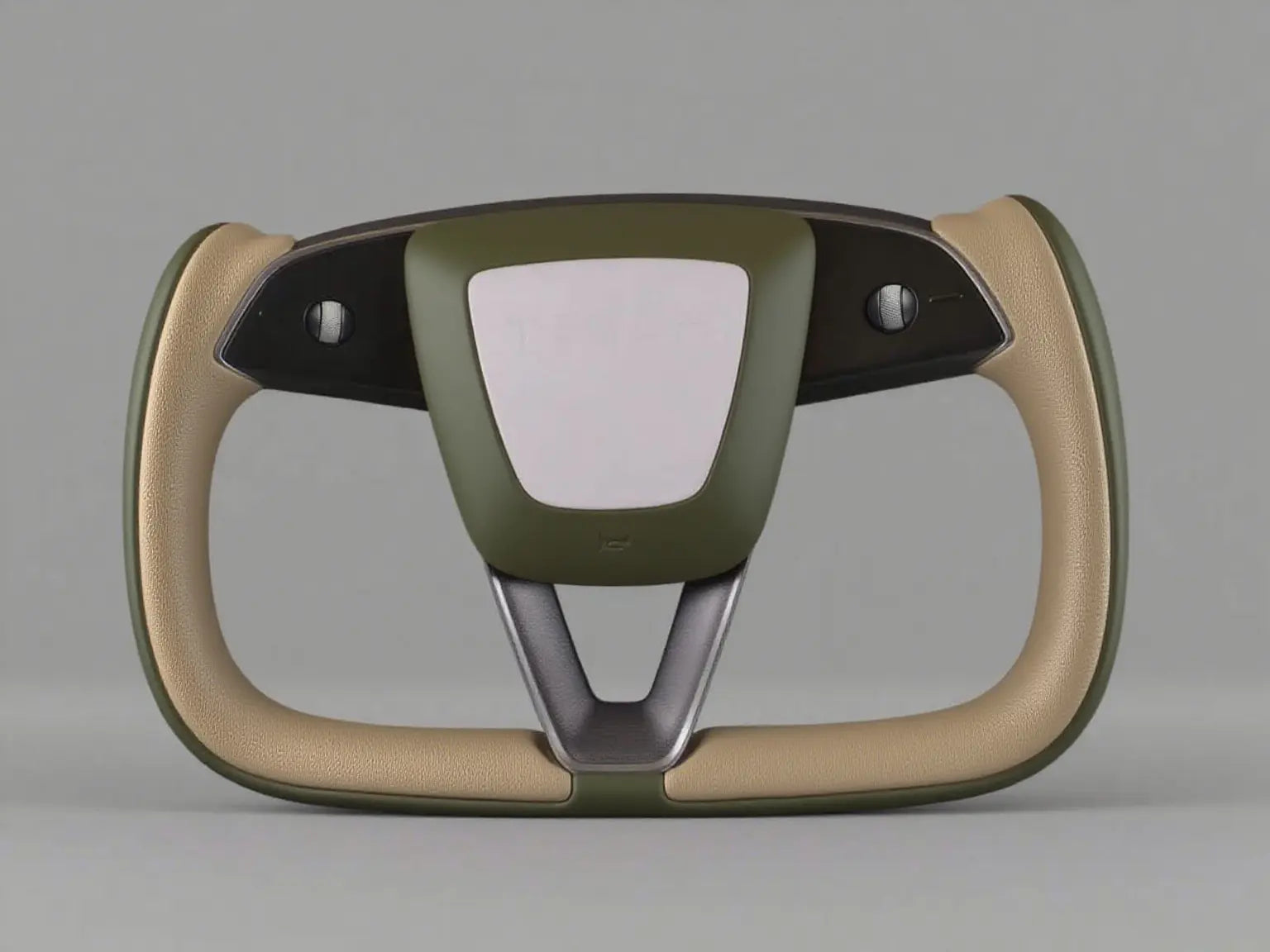 Olive green and light khaki Tesla Yoke model Y Juniper Steering Wheel(2025+) Axeco
