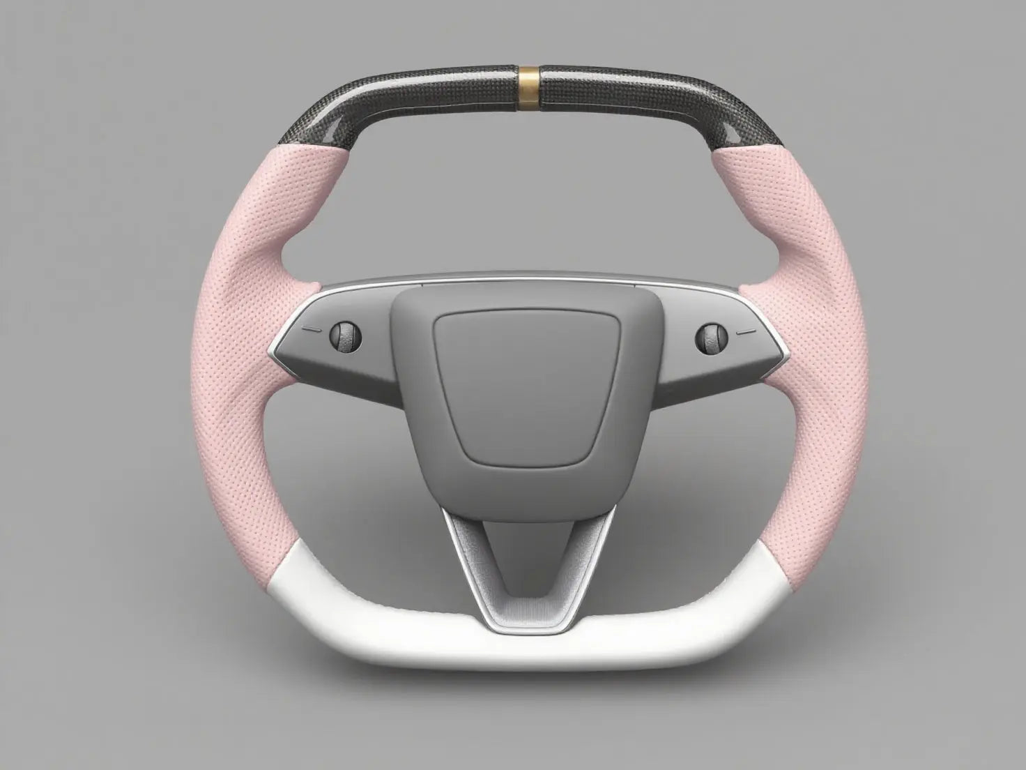 Pink and white Tesla Model Y steering wheel - Super Enhancer (2025+) Axeco