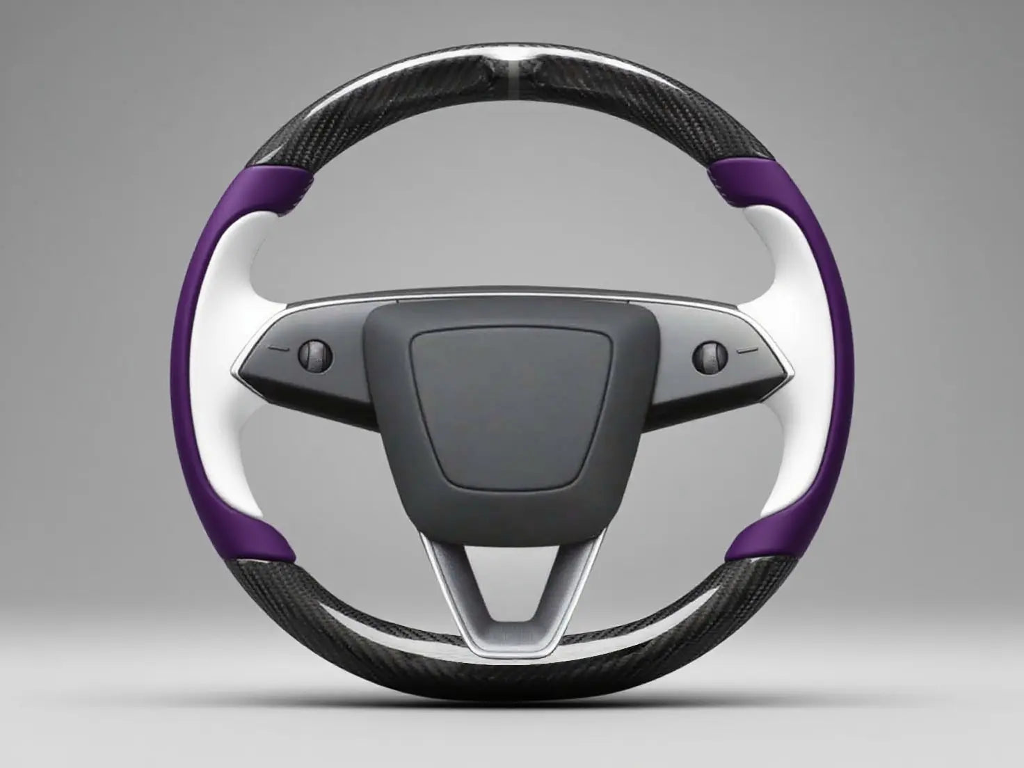 Purple-White Carbon Fiber Tesla model 3 highland Steering Wheel -Track Master(2023.9+) Axeco