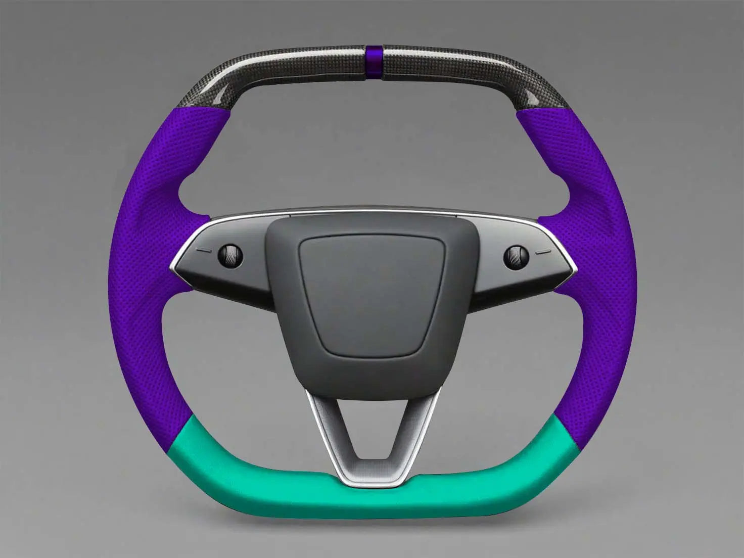 Purple and greenish Carbon Fiber Customize Tesla mode 3 highland Steering Wheel - Super Enhancer(2023.9+) Axeco