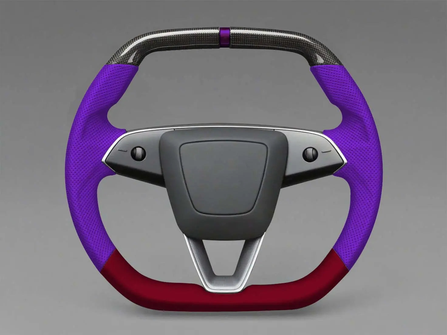 Purple and red Carbon Fiber Customize Tesla mode 3 highland Steering Wheel - Super Enhancer(2023.9+) Axeco