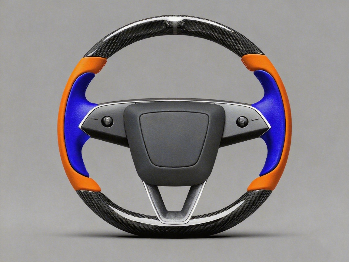 Bright orange and deep sea blue Carbon Fiber Tesla model 3 highland Steering Wheel -Track Master(2023.9+) Axeco
