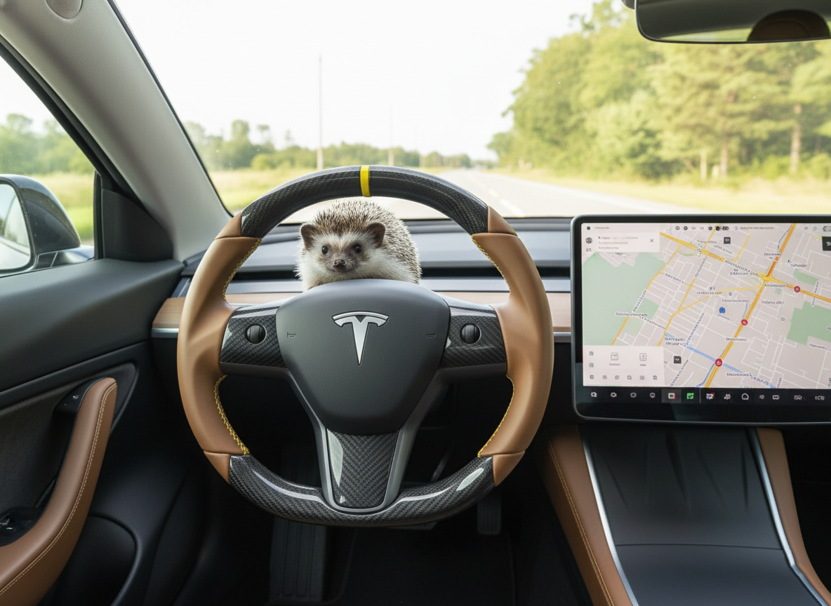 Yellow-Brown Carbon Fiber Tesla Model 3 Steering Wheel - DYNA (2017-2023.8) Axeco